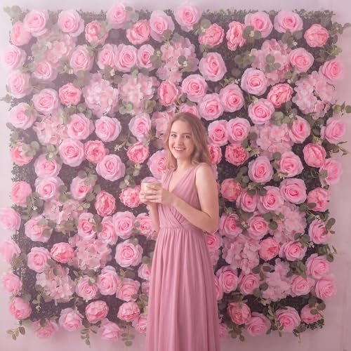 Flower Wall Backdrop 2 Panels 24x16 Inch Hot Pink in 24x16 Inch in Pink Rose, alternate view 7