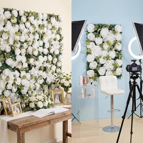 Flower Wall Backdrop 2 Panels 24x16 Inch, Ivory White in 24x16 Inch, alternate view 4