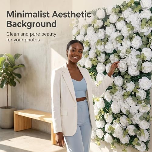 Flower Wall Backdrop 2 Panels 24x16 Inch, Ivory White in 24x16 Inch, alternate view 5