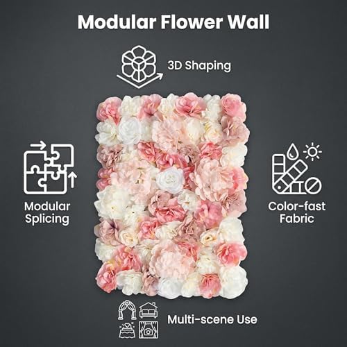 Flower Wall Backdrop 6 Panels 16×24 Inch - Blush Pink Rose in 16×24 Inch, alternate view 5