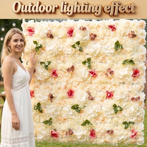 Flower Wall Backdrop 6 Panels 16×24 Inch - Champagne Rose in 16×24 Inch, alternate view 6