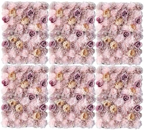 Flower Wall Backdrop 6 Panels 16×24 Inch - Coffee Pink Rose in 16×24 Inch