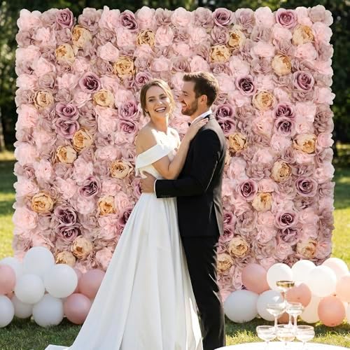 Flower Wall Backdrop 6 Panels 16×24 Inch - Coffee Pink Rose in 16×24 Inch, alternate view 2