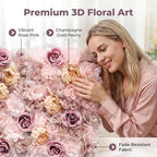 Flower Wall Backdrop 6 Panels 16×24 Inch - Coffee Pink Rose in 16×24 Inch, alternate view 6