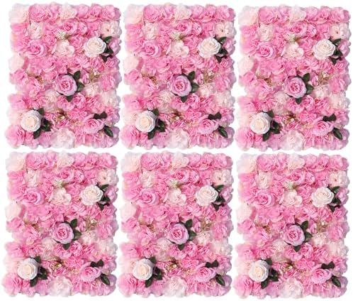 Flower Wall Backdrop 6 Panels 16×24 Inch - Deep Pink Rose in 16×24 Inch