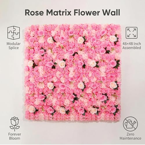 Flower Wall Backdrop 6 Panels 16×24 Inch - Deep Pink Rose in 16×24 Inch, alternate view 4
