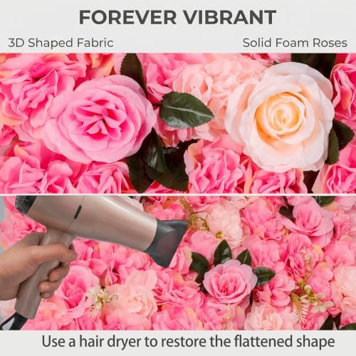 Flower Wall Backdrop 6 Panels 16×24 Inch - Deep Pink Rose in 16×24 Inch, alternate view 5