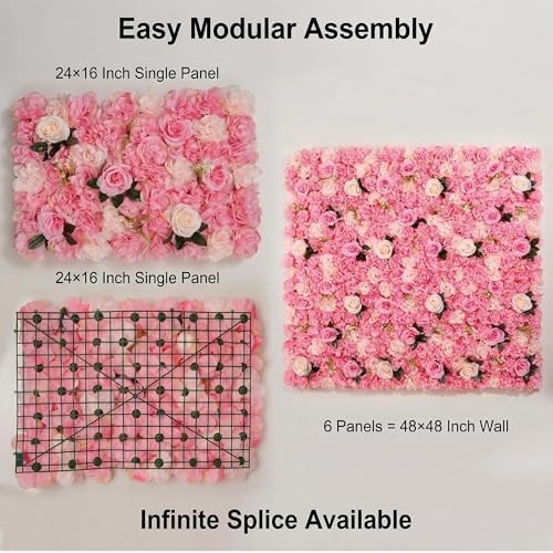 Flower Wall Backdrop 6 Panels 16×24 Inch - Deep Pink Rose in 16×24 Inch, alternate view 6