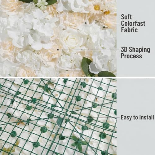 Flower Wall Backdrop 6 Panels 16×24 Inch - Ivory White Rose in 16×24 Inch, alternate view 4