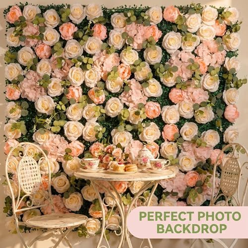 Flower Wall Backdrop 6 Panels 24x16 Inch Champagne Mix in 24x16 Inch in Blush Pink & Champagne Mix Rose, alternate view 5