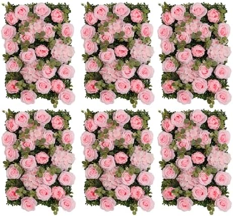Flower Wall Backdrop 6 Panels 24x16 Inch Hot Pink in 24x16 Inch in Hot Pink Rose