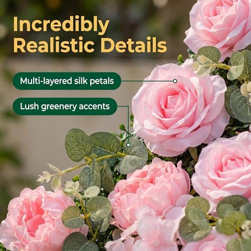 Flower Wall Backdrop 6 Panels 24x16 Inch Hot Pink in 24x16 Inch in Hot Pink Rose, alternate view 4