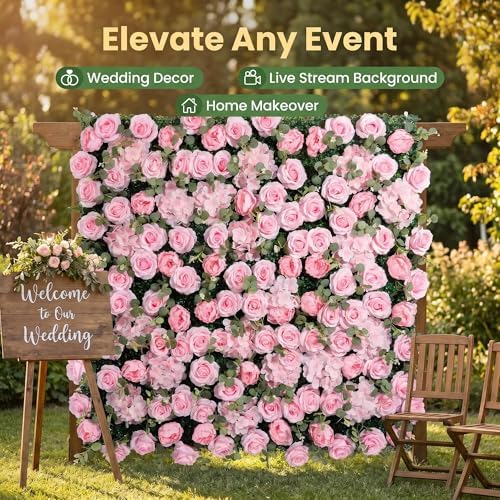 Flower Wall Backdrop 6 Panels 24x16 Inch Hot Pink in 24x16 Inch in Hot Pink Rose, alternate view 6
