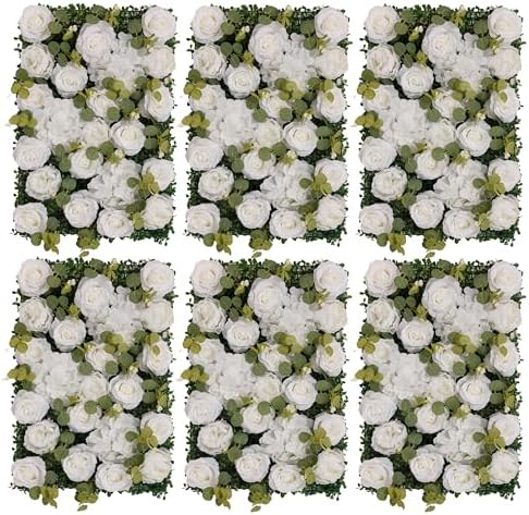 Flower Wall Backdrop 6 Panels 24x16 Inch Ivory White in 24x16 Inch