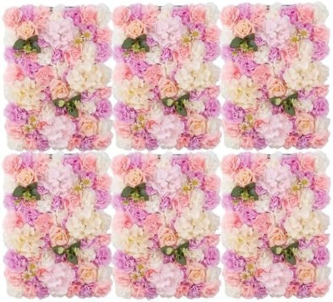 Flower Wall Backdrop 6 Panels16×24 Inch - Pink & Purple Rose