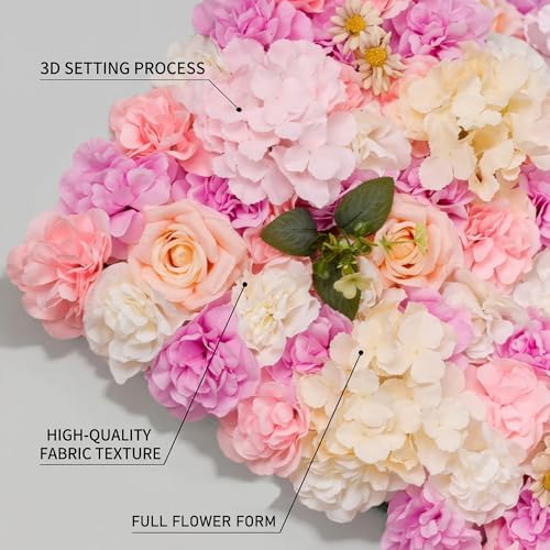 Flower Wall Backdrop 6 Panels16×24 Inch - Pink & Purple Rose, alternate view 3