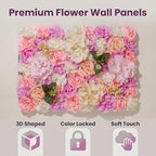 Flower Wall Backdrop 6 Panels16×24 Inch - Pink & Purple Rose, alternate view 7