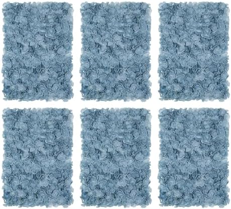 Flower Wall Panel Backdrop - 6 Pcs 24 x 16 Inch Dusty Blue Artificial Hydrangea Floral Backdrop for Wedding