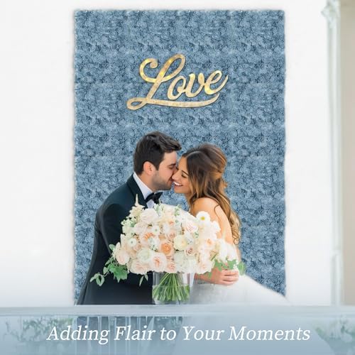 Flower Wall Panel Backdrop - 6 Pcs 24 x 16 Inch Dusty Blue Artificial Hydrangea Floral Backdrop for Wedding, alternate view 2
