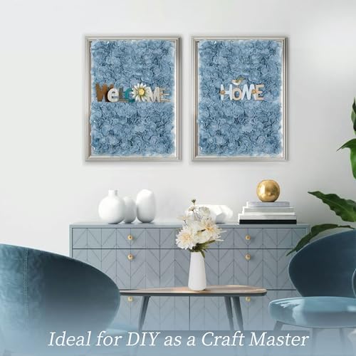 Flower Wall Panel Backdrop - 6 Pcs 24 x 16 Inch Dusty Blue Artificial Hydrangea Floral Backdrop for Wedding, alternate view 5