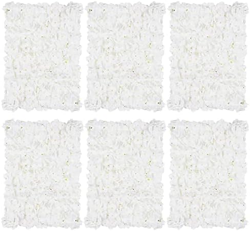 Flower Wall Panel Backdrop Decor, 6 Pcs, Ivory White, 24 x 16 Inch in 24 x 16 Inch