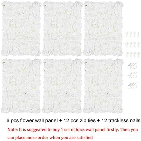 Flower Wall Panel Backdrop Decor, 6 Pcs, Ivory White, 24 x 16 Inch in 24 x 16 Inch, alternate view 6