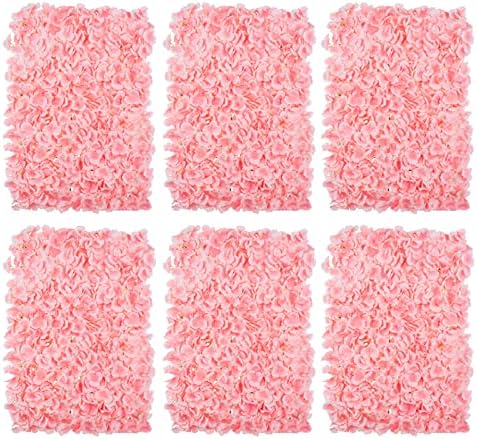 Flower Wall Panel Backdrop Decor Blush Artificial Floral Backdrop for Wedding Party Baby Bridal Shower, 6 Pcs