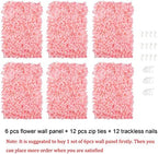 Flower Wall Panel Backdrop Decor Blush Artificial Floral Backdrop for Wedding Party Baby Bridal Shower, 6 Pcs, alternate view