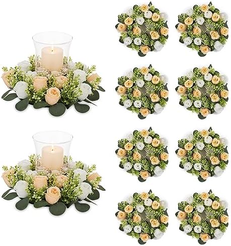 Flower Wedding Centerpieces for Tables: 10 Pcs 14 inch Diam Large Champagne & White Artificial Flowers Fake