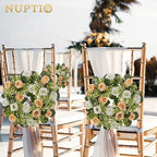 Flower Wedding Centerpieces for Tables: 10 Pcs 14 inch Diam Large Champagne & White Artificial Flowers Fake, alternate view 4