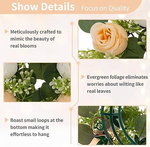 Flower Wedding Centerpieces for Tables: 10 Pcs 14 inch Diam Large Champagne & White Artificial Flowers Fake, alternate view 5