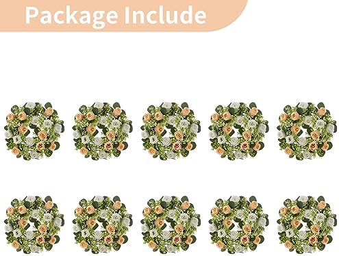 Flower Wedding Centerpieces for Tables: 10 Pcs 14 inch Diam Large Champagne & White Artificial Flowers Fake, alternate view 6