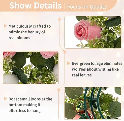 Flower Wedding Centerpieces for Tables - 10 Pcs 14 inch Diam Large Pink & White Artificial Flowers Fake Roses, alternate view