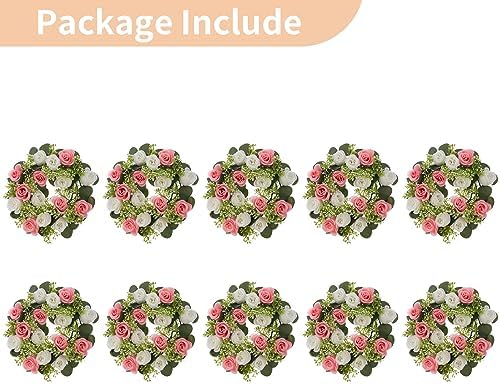 Flower Wedding Centerpieces for Tables - 10 Pcs 14 inch Diam Large Pink & White Artificial Flowers Fake Roses, alternate view