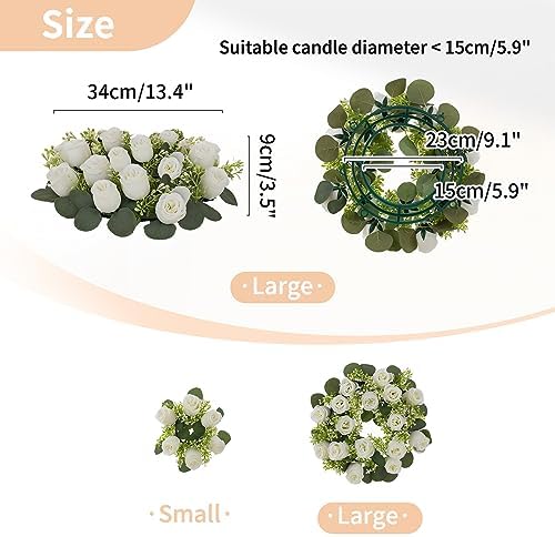 Flower Wedding Centerpieces for Tables - 10 Pcs 14 inch Diam Large White Artificial Flowers Fake Roses Candle, alternate view