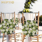 Flower Wedding Centerpieces for Tables - 10 Pcs 14 inch Diam Large White Artificial Flowers Fake Roses Candle, alternate view