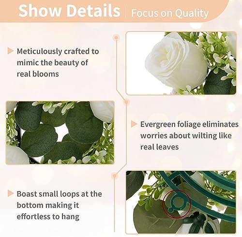 Flower Wedding Centerpieces for Tables - 10 Pcs 14 inch Diam Large White Artificial Flowers Fake Roses Candle, alternate view