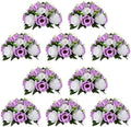 Flower Wedding Centrepieces for Tables - 10 Pcs 9.5in Diameter Lilac & White Artificial Flowers Rose Ball for