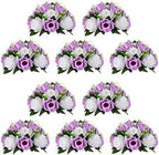 Flower Wedding Centrepieces for Tables - 10 Pcs 9.5in Diameter Lilac & White Artificial Flowers Rose Ball for