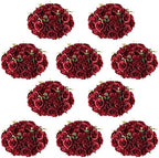 Flower Wedding Centrepieces for Tables: 10 Pcs Burgundy Artificial Flowers Roses Balls 14.2 inch Diam for