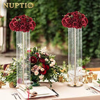 Flower Wedding Centrepieces for Tables: 10 Pcs Burgundy Artificial Flowers Roses Balls 14.2 inch Diam for, alternate view 2