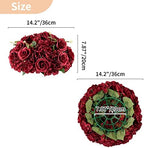 Flower Wedding Centrepieces for Tables: 10 Pcs Burgundy Artificial Flowers Roses Balls 14.2 inch Diam for, alternate view 3