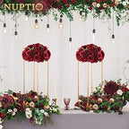 Flower Wedding Centrepieces for Tables: 10 Pcs Burgundy Artificial Flowers Roses Balls 14.2 inch Diam for, alternate view 4