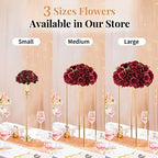 Flower Wedding Centrepieces for Tables: 10 Pcs Burgundy Artificial Flowers Roses Balls 14.2 inch Diam for, alternate view 6