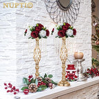 Flower Wedding Centrepieces for Tables - 6 Pcs 9.5in Diameter Burgundy & White Artificial Flowers Rose Ball for, alternate