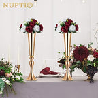 Flower Wedding Centrepieces for Tables - 6 Pcs 9.5in Diameter Burgundy & White Artificial Flowers Rose Ball for, alternate