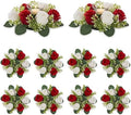 Flower Wreath for Table Centerpieces: 9.05 Inch Small Crimson & White Candle Rings 10 Pcs for Wedding Party