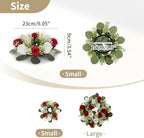 Flower Wreath for Table Centerpieces: 9.05 Inch Small Crimson & White Candle Rings 10 Pcs for Wedding Party, alternate view 3