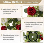 Flower Wreath for Table Centerpieces: 9.05 Inch Small Crimson & White Candle Rings 10 Pcs for Wedding Party, alternate view 5