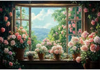 Flowers Windowsill Photography Background 5x3ft Spring Floral Backdrop in 5x3ft